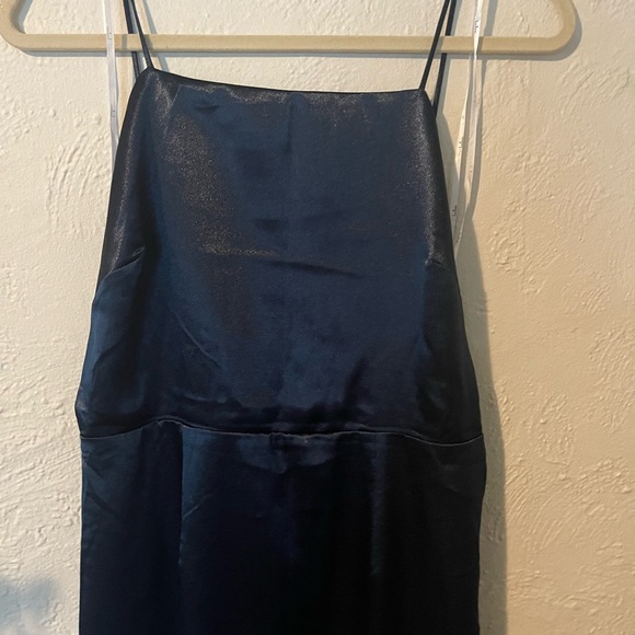 Lulu’s Adoring Attitude Navy Blue Satin Column Midi Dress - Picture 4 of 9